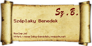 Széplaky Benedek névjegykártya